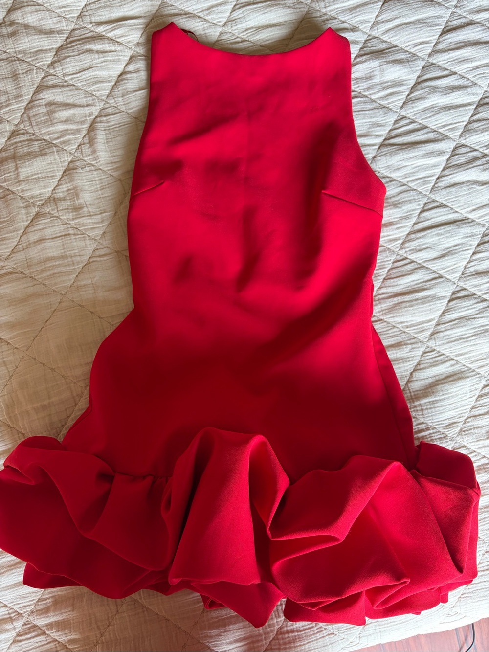Zara Bright Red Sleeveless Dress with Ruffle Hem